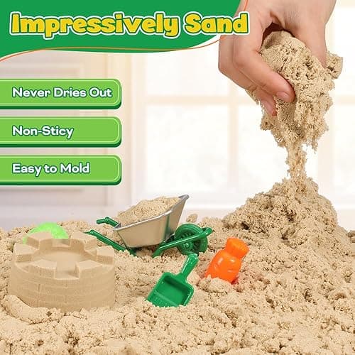 FRUSE Play Sand Farm Animal Toys,Sandbox Toys Set for Toddlers w/1 KG Play Sensory Sand, Farm Toy Figures and Tractor Truck Playset,Sensory Sandbox with Cover for Boy Girl Kid Age 3 4 5 6 7 8 9 thumbnail 5