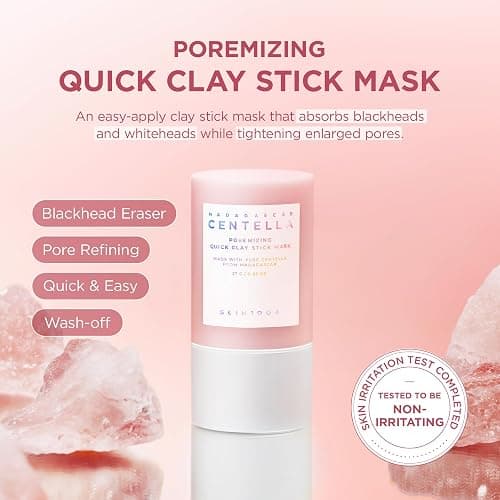 SKIN1004 Poremizing Quick Clay Stick Mask 0.95oz, 27g, Korean Face Treatment for Pore Minimizing, Pink Clay Mask with Himalayan Pink Salt & Madagascar Centella for Skin Softness, Korean Skin Care thumbnail 2