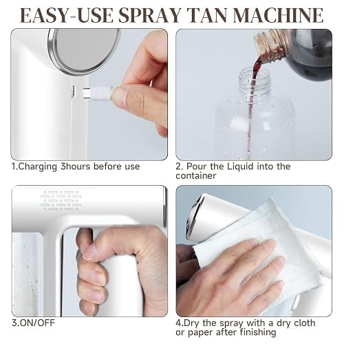 Cordless Spray Tan Machine - Rechargeable Self Tanner Gun for Even Tanning, 40Min Long-Lasting, Portable Airbrush for Home, Salon, Travel & Bodybuilding - Includes 250ml Bottle & USB Cable thumbnail 5