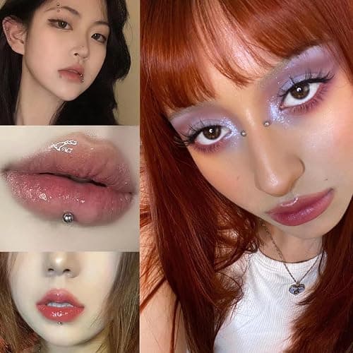 NOOEPC Face Gems Eyebrow Piercing Jewelry, Fake Piercings Fake Eyebrow Piercing Fake Lip Piercing y2k Accessories Nose Stud Eyebrow Stud, Non Piercing Nose Stick on Silver Belly Button Sticker thumbnail 7