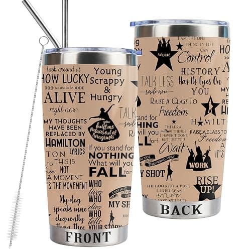 LLKJHGE Musical Lover 20oz Stainless Steel Insulated Tumbler with Lid and Straw Musical Merchandise Theater Fans Gift Musical Inspired Gift for Women Teen Girls Daughter Son (Hamil) - Image 1