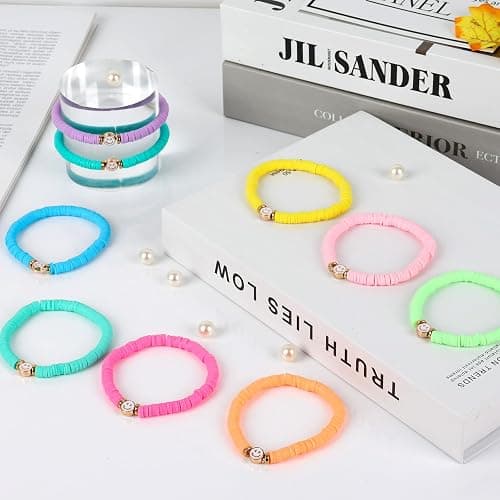 JIASHUYEYE Preppy Bracelets for Teen Girls - Stackable Boho Surfer Friendship Bracelets Set for Little Girls & Women thumbnail 7