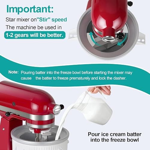 Ice Cream Maker Attachment for KitchenAid Stand Mixer, Ice Cream Bowl Compatible with 4.5Qt and Larger Stand Mixers, Ice Cream & Sorbet Gelato Maker Attachment, 2 Quart, White XTMZ thumbnail 6