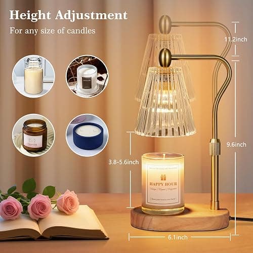 Imenlox Candle Warmer Lamp, with Timer and Dimmer, Adjustable Height, for Mom, Christmas Birthday Gifts for Women, House Warming Gifts Home Decor, Wax Warmer for Jar Candles(Amber) thumbnail 2