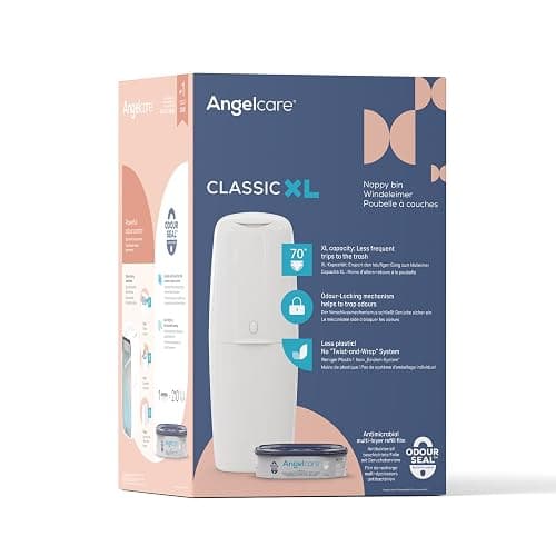 Angelcare Cubo para pañales Classic XL. Incluye un repuesto octogonal de alta capacidad y resistente a olores (1 mes - 210 pañales talla 1). Práctico, eficiente y económico. thumbnail 13