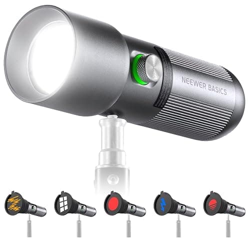 NEEWER Basics RGB Photography Flashlight,4 Colors/20 GOBO Filters/CRI95+/7500mAh,10W 6300K Portable LED Video Spotlight Patterned Ambient Aluminum Sunset Light for Recording Studio Lighting, USB, FL10 - Image 1