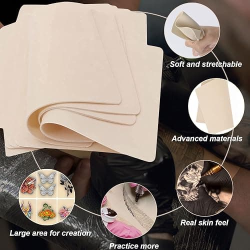 Yuelong 10Pcs Tattoo Practice Skins Double-Sided Fake Skin for Tattooing & Microblading | Reusable Blank Tattoo Skin Pad, Beginner-Friendly, Studio-Grade Training Supplies thumbnail 5
