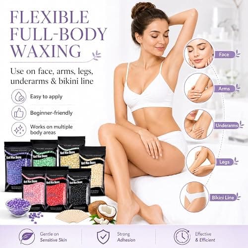 YOUNG VISION Hard Wax Beads for Hair Removal, 2.2lbs 1000g Refill Waxing Beads for Sensitive Skin Women, Face, Brazilian, Bikini, Body, Soft and Painless Waxing Beans, 10 Packs, Multi Color thumbnail 3