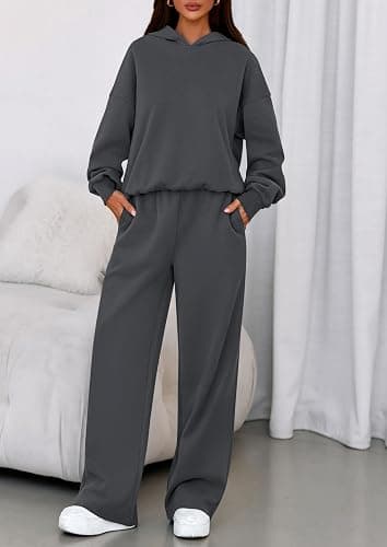 PRETTYGARDEN Womens Sweatsuits 2 Piece Set 2026 Casual Winter Long Sleeve Hoodie Loose Wide Leg Sweatpants Fall Tracksuit thumbnail 8