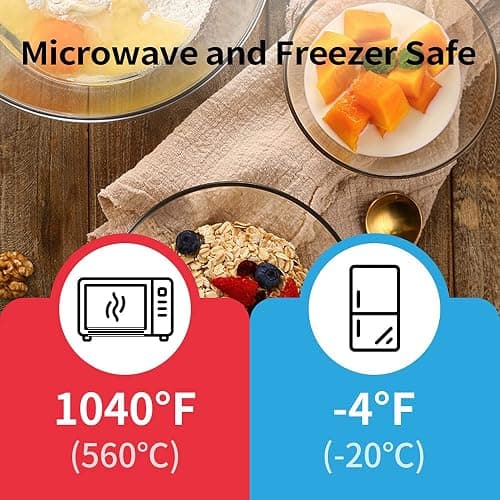 Luvan High Borosilicate Glass Mixing Salad Bowls with Lids 3 Piece(4.5QT,2.7QT,1.1QT),Large Kitchen Nesting Bowls with Airtight Lids Great for Food Storage, Cooking, Baking, Prepping -Clear - (3 pieces with lid ) - (3 Pieces With Lid ) thumbnail 6