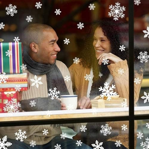 LUDILO 135Pcs Christmas Window Clings Snowflakes Window Decals Static Window Stickers for Christmas Decorations Windows Décor Ornaments Xmas Party Supplies Thanksgiving Party Décor thumbnail 4