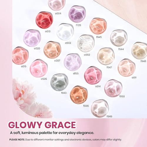 Beetles Cat Eye Gel Polish Set - 20 Colors Jelly Cat Eye Gel Nail Kit, Glowy Grace Nude White Pink Purple Base Colors, Soak Off UV Glitter Trend Nails Charms Spring Gift for Women thumbnail 2