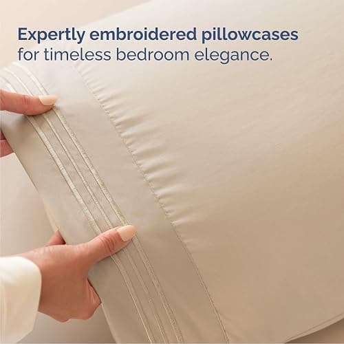 Queen Size 4 Piece Sheet Set - Comfy Breathable & Cooling Bed Sheets Set - Hotel Luxury Bedding for Women, Men, Kids, Teens, Boys & Girls - Deep Pockets, Ultra-Soft, Wrinkle Free - Oeko-Tex - Cream thumbnail 6