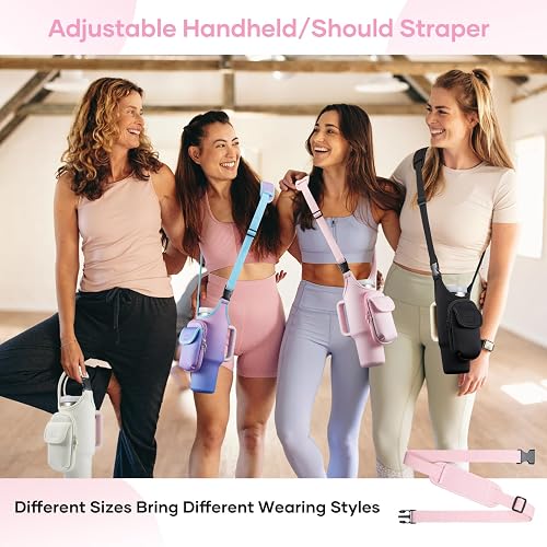Carrier Bag with Phone&Flap Pockets for Stanley 40/30oz Tumbler with Handle, Insulated Neoprene Cup Holder Carrier Bag w/Shoulder & Handheld Strap Fits Stanley Cup Accessories thumbnail 8