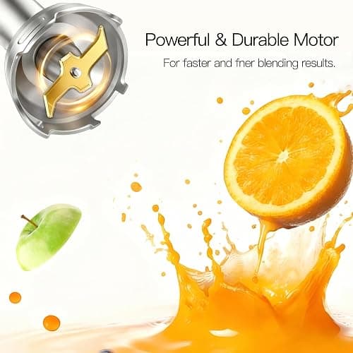 MegaWise Pro Titanium Reinforced 5 in1 Immersion Hand Blender, Powerful with 80% Sharper Blades, 12 Speed Corded Blender, Including 500ml Chopper, 600ml Beaker, Whisk and Milk Frother thumbnail 4