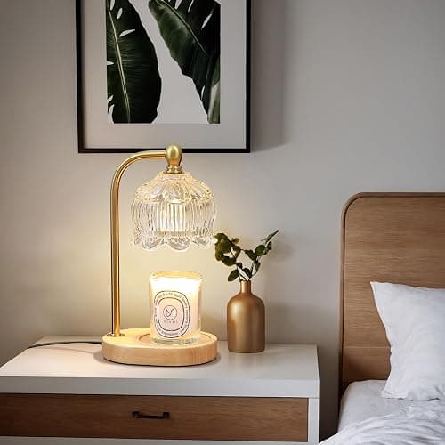 MEIXISUE Candle Warmer Lamp with Timer Dimmable,Antique Brass Candle Lamp,Wax Melt Warmer Light for Jar Candles,Mother's Day/Birthday/Christmas Gifts for Mom/Wife,Home Decor Lamp,with 2 Bulbs thumbnail 8