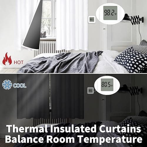 BGment White Blackout Curtains 63 Inch Long - Black Out Curtains for Bedroom Thermal Insulated Curtains for Winter Grommet Total Room Darkening Window Drapes, 2 Panels, 42 x 63 Inch thumbnail 3