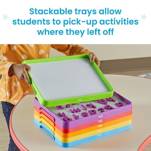 hand2mind Magnetic Dry Erase Activity Trays, Stackable, Magnetic Letter, White Boards for Kids, Science of Reading Materials, Teacher Supplies thumbnail 4