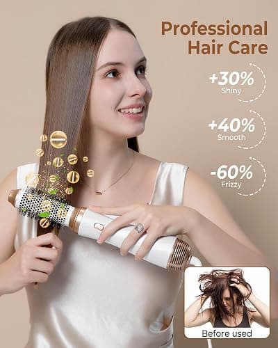 6 in 1 Blow Dryer Brush, Detachable Hair Dryer Brush Air Curler Air Styler Wrap, Curly Twist Hot Curling Iron, Blow Dryer Hot Styler Negative Ion, Travel Hair Styling Tool thumbnail 5