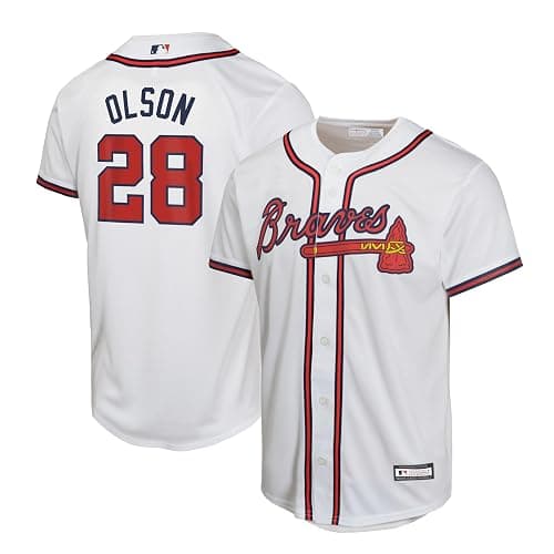 Matt Olson Atlanta Braves MLB Kids Youth 8-20 White Home Player Jersey - Image 1