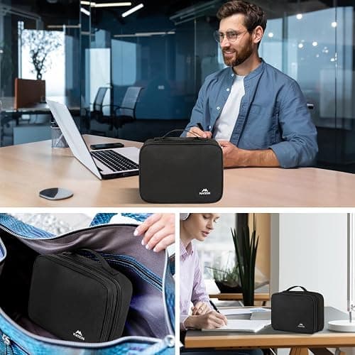MATEIN Electronic Organizer Travel Case, Small Double Layers Cable Organizer for Travel Accessories, Water Resistant Portable Tech Case for Phone, Cords, Charger, Earphone, Tech Gifts, Black thumbnail 8