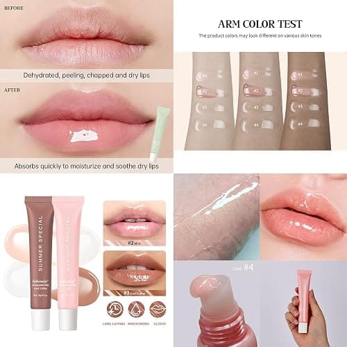 Summer Lip Butter Balm, Glossy Moisturizing Lip Balm, Summer Special Non Sticky High Shiny Finish Conditioning Lip Glow Oil for Shine Hydration Sheer Tinted Soothing Lip Care (Mint, 1) - Mint - 1 thumbnail 3