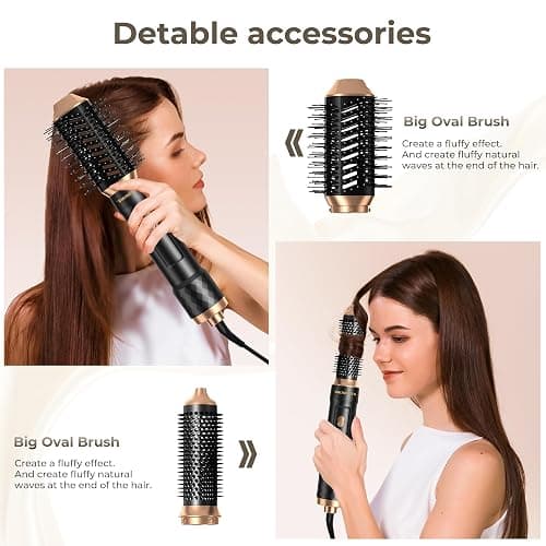 Atopskins Hairstyler 6 in 1 Hair Dryer Brush Set, Airstyler set mit Haartrockner Föhn,Luftstrom Rundbürsten Föhnbürste, Auto Lockenstab, Glättbürste,für Haar Volumen, Glätten,Locken und Föhnen,Schwarz thumbnail 6