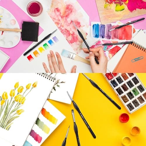 PANDAFLY Detail Paint Brushes Set, 15pcs Miniature Brushes for Fine Detailing & Art Painting - Acrylic, Oil, Watercolors & Paint by Number, Models, Face, Nail, Craft thumbnail 7