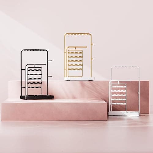 ProCase Jewelry Stand Holder Organizer, Jewelry Display Storage with Ring Tray, Rotating Earring Bracelet Necklace Holder, Valentine's Gifts Room Dorm Decor for Teen Girls -Gold (No-Assembly) thumbnail 9