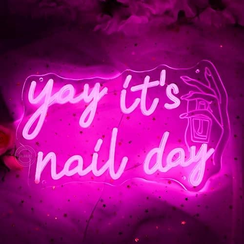 Planzo Yay It’s Nail Day Neon Sign Nail Tech Spa Salon Studio Beauty Business Stores Logo Barber Shops LED Wall Sign Girl Bedroom Neon Light Wall Decor Lady Birthday Christmas Gift 5V USB 15.75" Pink thumbnail 6