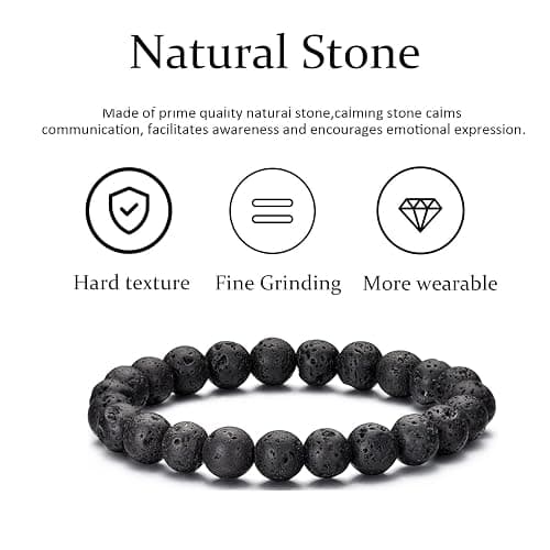 RANKEEF Tiger Eye Bracelet For Men 8MM Natural Stone Stretch Adjustable Black Crystal Beaded Bracelet for Men Women Gifts thumbnail 8