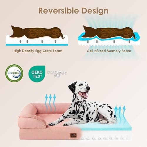 EHEYCIGA Orthopedic Dog Beds for Extra Large Dogs, Waterproof Memory Foam XL Pet Bed with Sides, Non-Slip Bottom and Egg-Crate Foam Big Dog Couch Bed with Washable Removable Cover, Dusty Pink thumbnail 3