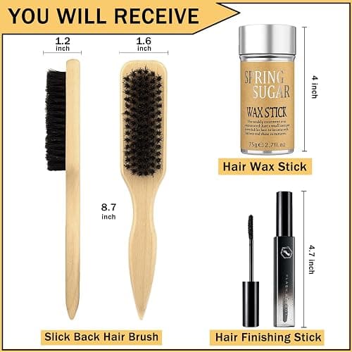 Hair Wax Stick Set for Flyaways Slick Back – Includes Wax Stick for Hair, Slick Back Hair Brush, Hair Finishing Stick – Hair Styling Products for Women, Taming Frizz & Creating Sleek Styles thumbnail 2