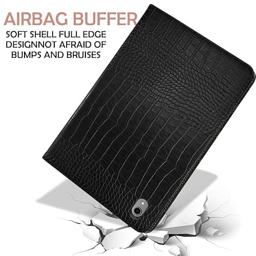 Deokke Premium Leather Compatible with iPad (A16) 11th Generation 11 Inch Case 2025,iPad 10th Generation 10.9 Inch Case 2022,Pencil Holder Folio Crocodile Auto Sleep/Wake Cover Women Girls-Black thumbnail 5