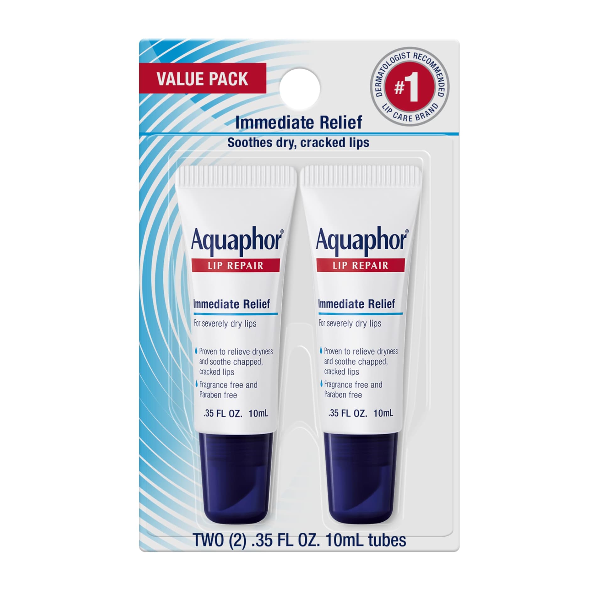 Aquaphor Lip Repair - Soothe Dry, Chapped Lips - Two .35 oz. Tubes - Image 1