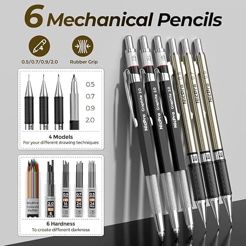 Nicpro 58PCS Art Drawing Supplies Kit, Leather Case, Art Supplies for Adult | Sketching Kit with 12 Micron Pen, 6 Art Mechanical Pencil Set 0.3-2mm, 100 Sheets Sketch Book, Best Gift for Artist Teen thumbnail 4