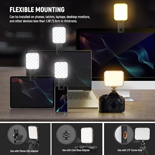 NEEWER BASICS Magnetic Selfie Light Compatible with MagSafe iPhone 16 15 Pro Max, Clip on Video Conference Lighting Fill Light for Computer Laptop Zoom Calls Live Streaming Outdoor Recording, BL48B thumbnail 3