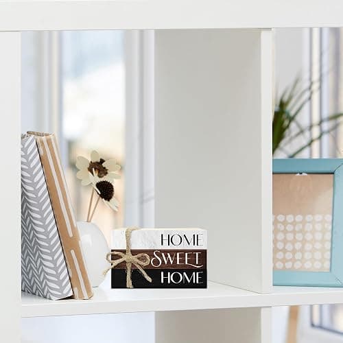 Ycyfckdr Mini Decorative Books for Home Decor, Rustic Wood Stack for Table, Home Sweet Decor Books for Living Room Shelf, Farmhouse Stacked Book Gift (L10) thumbnail 4