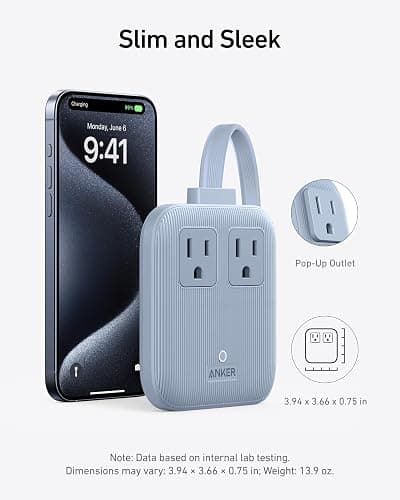 Anker Nano Charging Station(67W Max), 6-in-1 Power Strip for iPhone 16/15, MacBook, with Flat Plug and 5ft Thin Undetachable Extension Cord,2 AC&2 USB A&2 USB-C, for Home&Office thumbnail 3