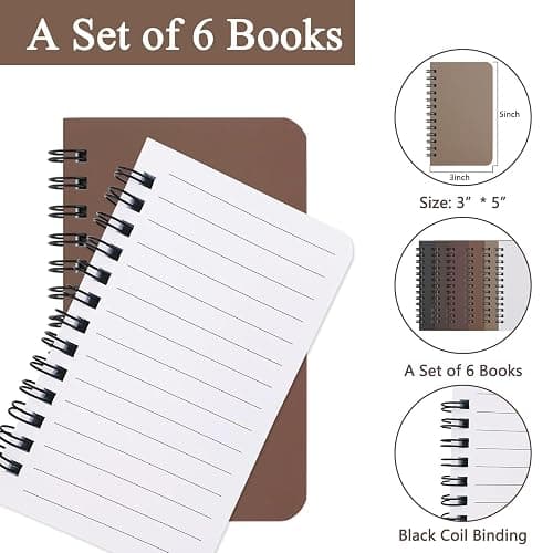 KTOJOY 6 Pack Spiral Notebook Small Pocket Notebook 3x5 Spiral Notepads With Lined Pages, Small Top Spiral Notebook Little Mini Memo Steno Note Pads for Outdoor Home Office College School thumbnail 6