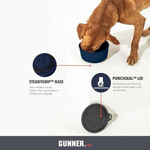 GUNNER navy travel dog bowl w spill-proof lid thumbnail 4