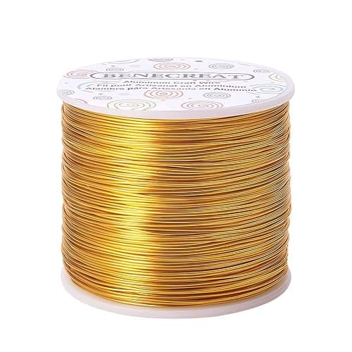 BENECREAT 20 Gauge 770FT Aluminum Wire Anodized Jewelry Craft Making Beading Floral Colored Aluminum Craft Wire - Yellow Gold - Image 1