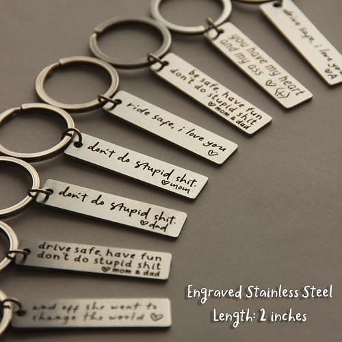 HubbgDesign Key Chain Drive Safe I Love You Engraved Initial Personalized Gift for Husband Boyfriend thumbnail 4