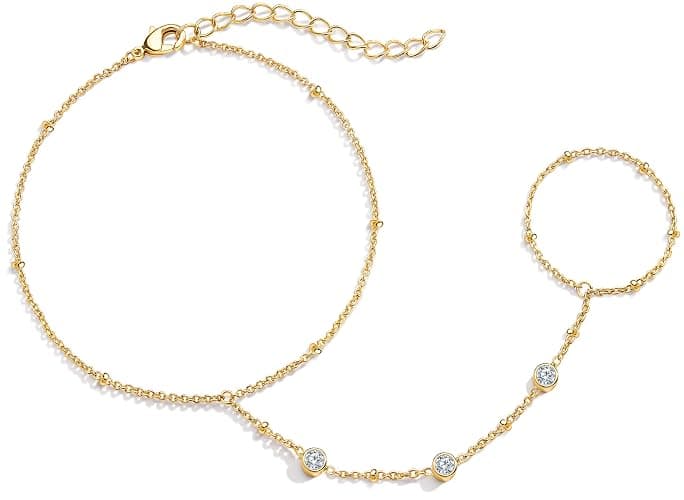Gold Bracelets for Women Non Tainish,Dainty Bracelets Stack for Women Trendy, Gold Plated Cuff Stackable Bracelets With Beaded Cuban Paperclip Snake Rope Bangle Hand Chain Jewelry Gifts for Women - Image 1