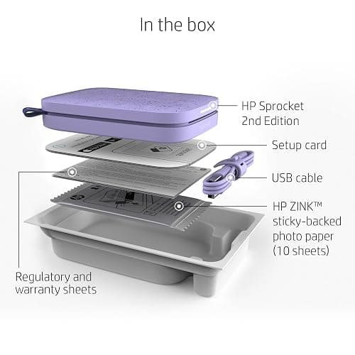HP Sprocket 2x3" Instant Smartphone Photo Printer - Portable Color Wireless Mobile Printer - Zink Sticky-Back Photos - Print from Compatible iOS & Android Devices with Bluetooth w/Fun App - Purple thumbnail 3