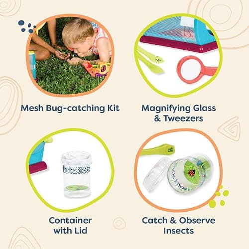 B. toys – Bug Bungalow Insect Catching Kit with Mesh Case, Magnifying Container, Tweezers & Magnifier – Educational Outdoor Toys for Toddlers – Nature Exploration Set for 3+ Years thumbnail 3
