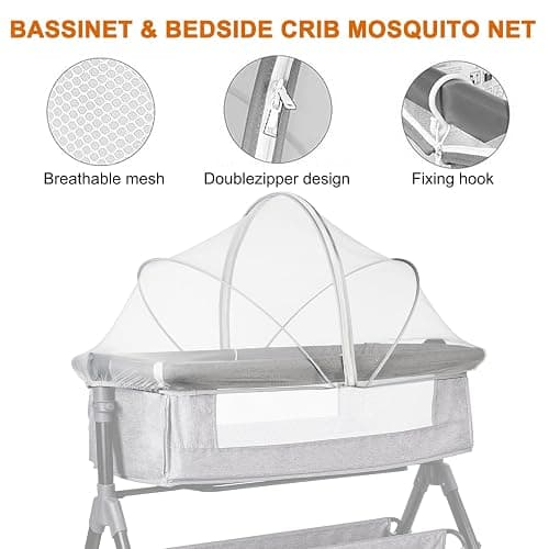 FORNORM Mosquito Net for Travel Cot, Insect Cat Net Zipper Mosquito Net for Baby Bed, Baby Crib, Bassinet, Bedside Sleeper(White, for 39x22" Cot) thumbnail 5