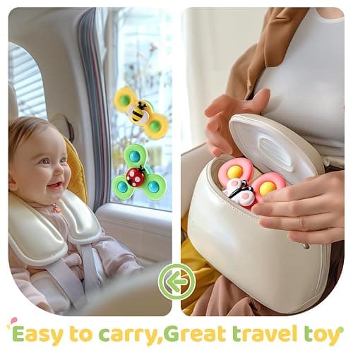 ALASOU 3PCS Suction Cup Spinner Toys for 1 Year Old Boy Girl|Spinning Top Baby Toys 12 18 Months|1 2 Year Old Boy Birthday Gift|Baby Bath Toy for Kids Ages 1-3|Sensory Toy for Toddlers 1-3 thumbnail 4