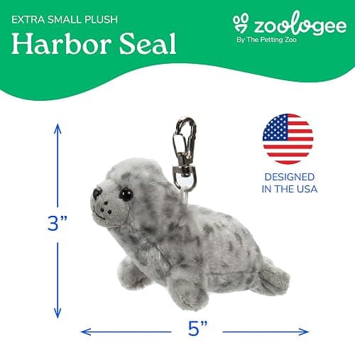 The Petting Zoo Grey Harbor Seal Plush Bag Charms Stuffed Animal, 6 in | Backpack Clips Harbor Seal Sealife Animals by Zoologee. Great Back to School Plush Gifts for Kids thumbnail 2