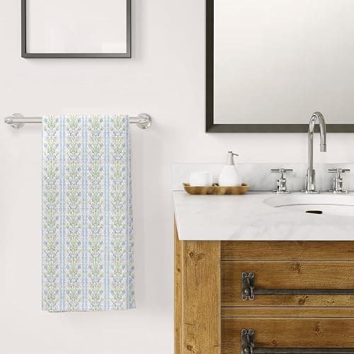 Kemingni Pink and Blue Grandmillennial Floral Kitchen Dish Towels, Pastel Grand Millenial Flower Decorative Hand Towels for Bathroom Kitchen, Preppy Floral Bathroom Decor, 16x24 Inch thumbnail 4